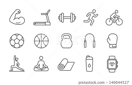 Fitness and Workout Line Icons Set Fitness and Workout Line Icons Set 140044527