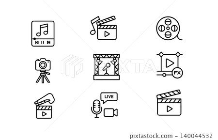 Content Creation and Video Broadcasting Icons Content Creation and Video Broadcasting Icons 140044532