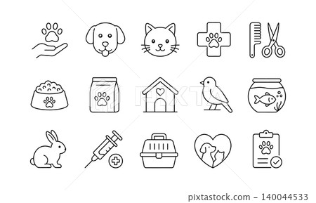 Pet Care and Veterinary Service Icons Pet Care and Veterinary Service Icons 140044533