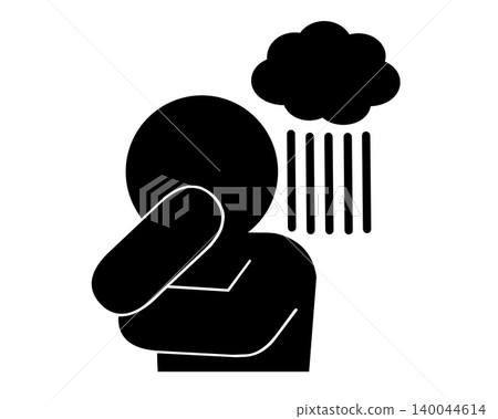 Image of a person troubled by rain clouds 140044614