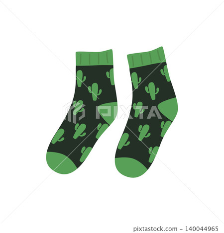 Socks with cactus drawing sock icon symbol isolated on white background vector illustration 140044965