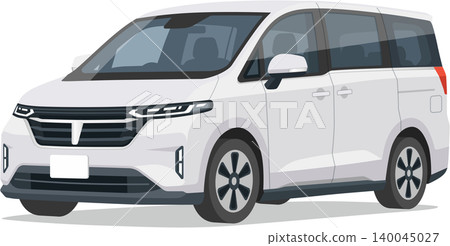 Illustration of a white minivan (front view at an angle) Illustration of a white minivan (front view at an angle) 140045027