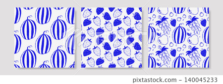 Vibrant summer pattern set with watermelons, strawberries Vibrant summer pattern set with watermelons, strawberries 140045233