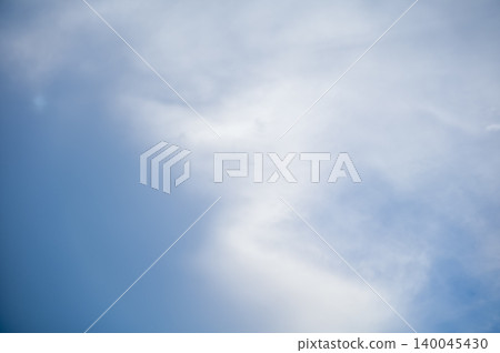 Cloudscape with clouds covering the sun under the blue sky. Nature scene, skyscape and cloudscape. 140045430