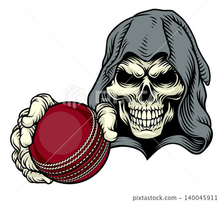 Grim Reaper Death Skeleton Cricket Ball Mascot Grim Reaper Death Skeleton Cricket Ball Mascot 140045911