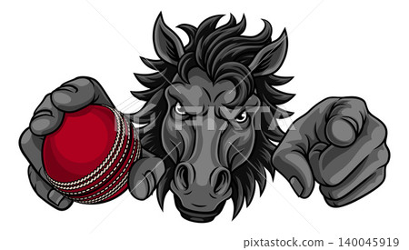 Horse Mustang Cricket Sports Team Mascot Horse Mustang Cricket Sports Team Mascot 140045919