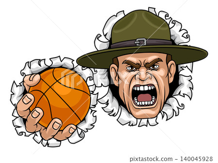Drill Instructor Sergeant Basketball Sports Mascot Drill Instructor Sergeant Basketball Sports Mascot 140045928