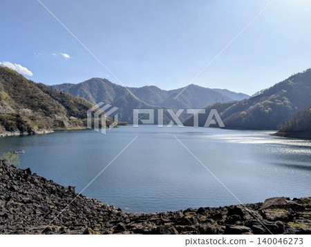 Landscape with dam lake Landscape with dam lake 140046273