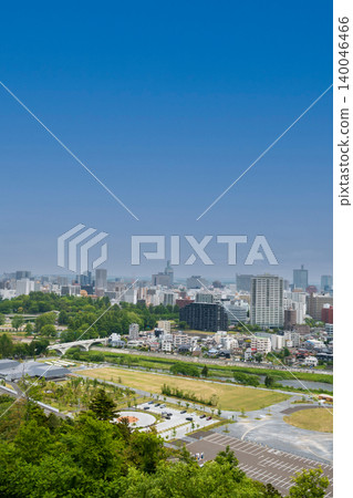 Blue sky and the cityscape of Sendai Blue sky and the cityscape of Sendai 140046466