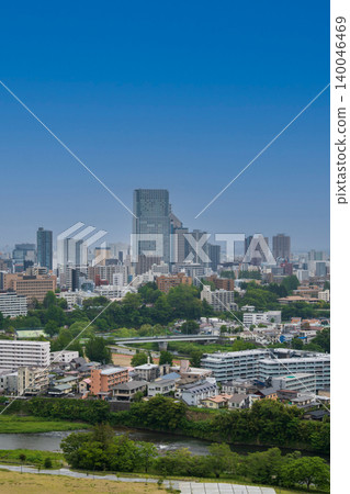 Blue sky and the cityscape of Sendai Blue sky and the cityscape of Sendai 140046469