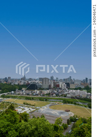 Blue sky and the cityscape of Sendai Blue sky and the cityscape of Sendai 140046471