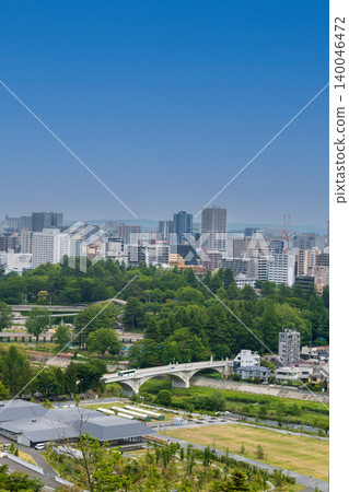 Blue sky and the cityscape of Sendai Blue sky and the cityscape of Sendai 140046472