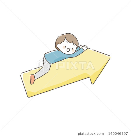 一幅男孩緊緊抓住一支箭的插圖(象徵雄心壯志、進取心和成長)。 一幅男孩緊緊抓住一支箭的插圖(象徵雄心壯志、進取心和成長)。 140046597