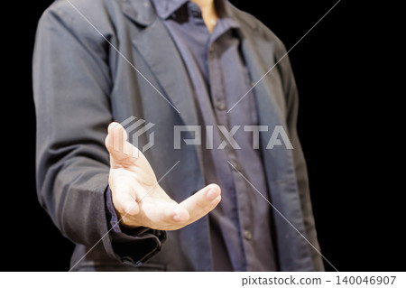Man in suit offering helping hand. Offering, Help and support gestures. business Isolated Concept. Human Reaching. High quality photo Man in suit offering helping hand. Offering, Help and support gestures. business Isolated Concept. Human Reaching. High quality photo 140046907