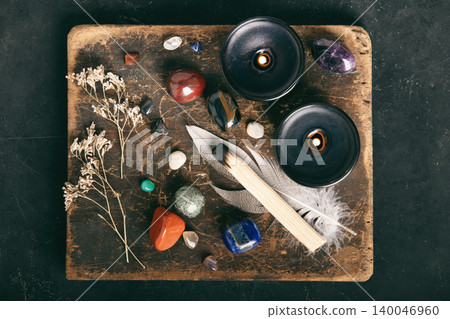 Rustic Crystal Healing and Wellness Set with Candles 140046960