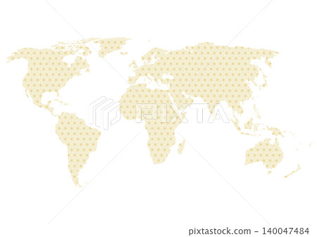 日式世界地圖:金色麻葉圖案 日式世界地圖:金色麻葉圖案 140047484