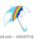 Illustration material of an umbrella with a sky and rainbow pattern 140047718