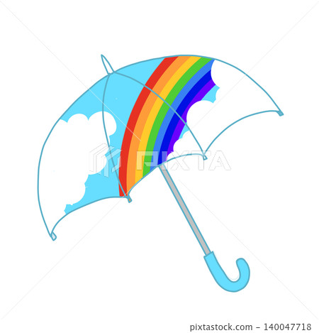 帶有天空和彩虹圖案的雨傘插圖素材 帶有天空和彩虹圖案的雨傘插圖素材 140047718