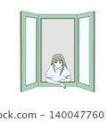 身穿淺藍色圓領襯衫的櫥窗女郎 140047760