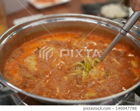 Traditional Korean Spicy Gochujang Noodle Soup Traditional Korean Spicy Gochujang Noodle Soup 140047798