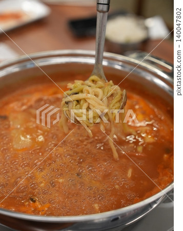 Traditional Korean Spicy Gochujang Noodle Soup Traditional Korean Spicy Gochujang Noodle Soup 140047802