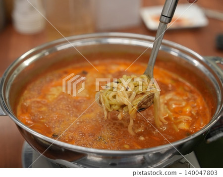 Traditional Korean Spicy Gochujang Noodle Soup Traditional Korean Spicy Gochujang Noodle Soup 140047803