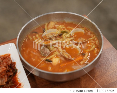 Traditional Korean Spicy Gochujang Noodle Soup Traditional Korean Spicy Gochujang Noodle Soup 140047806