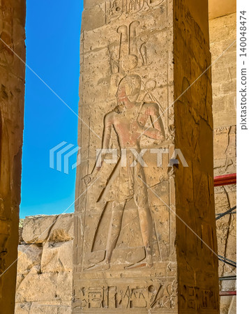 Beautiful interiors and ancient hieroglyphs in the Temple of Seti I in Abydos, Egypt. Beautiful interiors and ancient hieroglyphs in the Temple of Seti I in Abydos, Egypt. 140048474