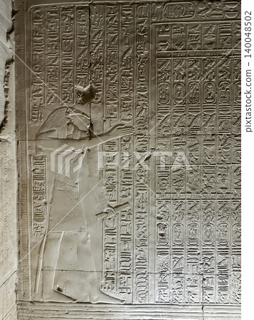 Beautiful bas-reliefs and ancient hieroglyphs in the Temple of Seti I in Abydos, Egypt. Beautiful bas-reliefs and ancient hieroglyphs in the Temple of Seti I in Abydos, Egypt. 140048502