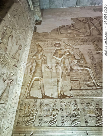 Beautiful bas-reliefs and ancient hieroglyphs in the Temple of Seti I in Abydos, Egypt. Beautiful bas-reliefs and ancient hieroglyphs in the Temple of Seti I in Abydos, Egypt. 140048520
