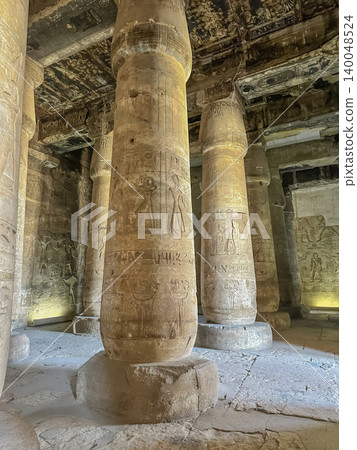 Beautiful interiors and ancient hieroglyphs in the Temple of Seti I in Abydos, Egypt. Beautiful interiors and ancient hieroglyphs in the Temple of Seti I in Abydos, Egypt. 140048524