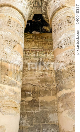 Medinet Habu, the mortuary temple of Ramesses III, located on the west bank of Luxor, Egypt. Medinet Habu, the mortuary temple of Ramesses III, located on the west bank of Luxor, Egypt. 140048537