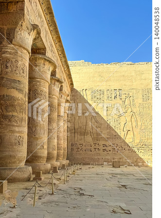 Medinet Habu, the mortuary temple of Ramesses III, located on the west bank of Luxor, Egypt. Medinet Habu, the mortuary temple of Ramesses III, located on the west bank of Luxor, Egypt. 140048538