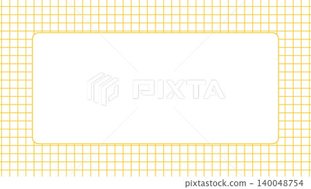 Grid memo frame, horizontal, yellow background, white border, rounded corners, simple design, writing space, grid. 140048754