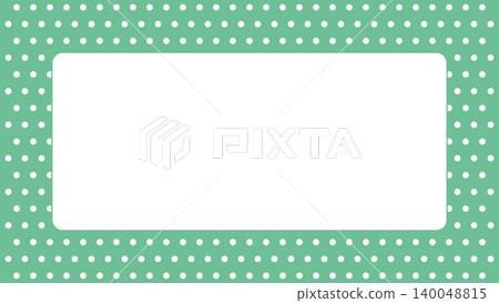 Polka dot memo frame, horizontal, green background, white border, rounded corners, stylish, with writing space, masking tape style. Polka dot memo frame, horizontal, green background, white border, rounded corners, stylish, with writing space, masking tape style. 140048815