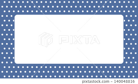 Polka dot memo frame, horizontal, navy background, white border, rounded corners, stylish, with writing space, masking tape style. 140048816