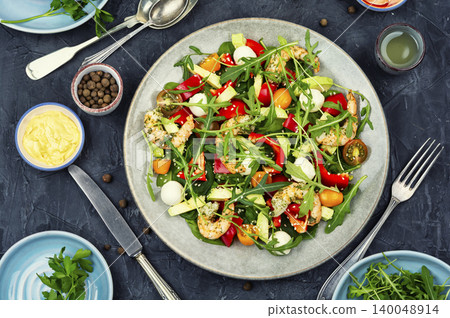Colorful shrimp veggie plate Colorful shrimp veggie plate 140048914
