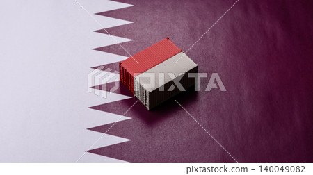 Cargo containers on the china flag as a conceptual backdrop for goods export. Cargo containers 140049082