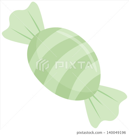 Light Green Wrapped Candy Vector Illustration Sweet Cute Dessert Icon Isolated on White Background Light Green Wrapped Candy Vector Illustration Sweet Cute Dessert Icon Isolated on White Background 140049196