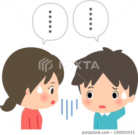 A man and a woman who fall silent because the conversation can't continue. A man and a woman who fall silent because the conversation can't continue. 140050555