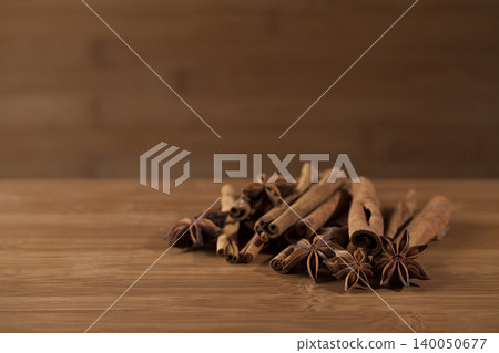 Cinnamon on a wooden floor. Cinnamon on a wooden floor. 140050677