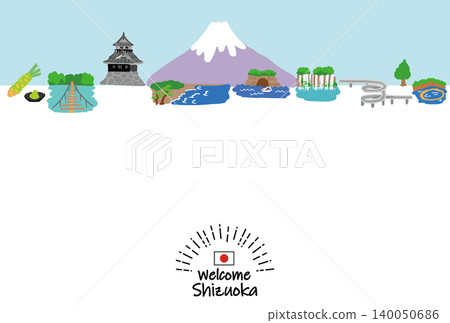 靜岡縣旅遊區的手繪平面插圖 靜岡縣旅遊區的手繪平面插圖 140050686