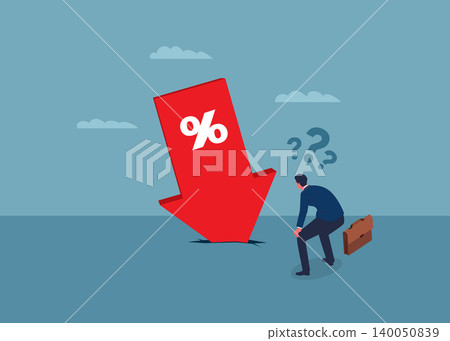 Man Looking at Falling Percent Arrow Stock Illustration Man Looking at Falling Percent Arrow Stock Illustration 140050839