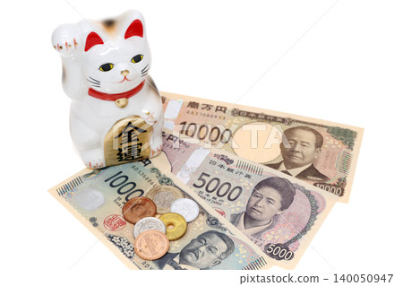 Beckoning cat and money Beckoning cat and money 140050947