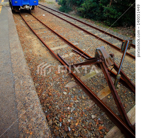 Buffer stop and tracks at the terminal station of a local line 140051449