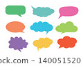 Colorful speech bubble icon set to communication geometric graphic element, Illustrator vector. 140051520