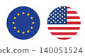EU and USA flag circle round icon. 140051524