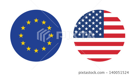 EU and USA flag circle round icon. 140051524