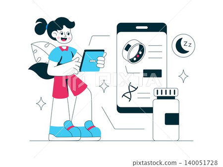 Bio Hacking Gadgets Vector Illustration Featuring Wearable Health Technology, Smart Wellness Devices, Fitness Tracker, and Digital Healthcare Design Bio Hacking Gadgets Vector Illustration Featuring Wearable Health Technology, Smart Wellness Devices, Fitness Tracker, and Digital Healthcare Design 140051728