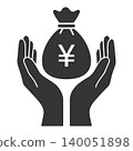 Silhouette icon of two hands protecting money (¥) 140051898